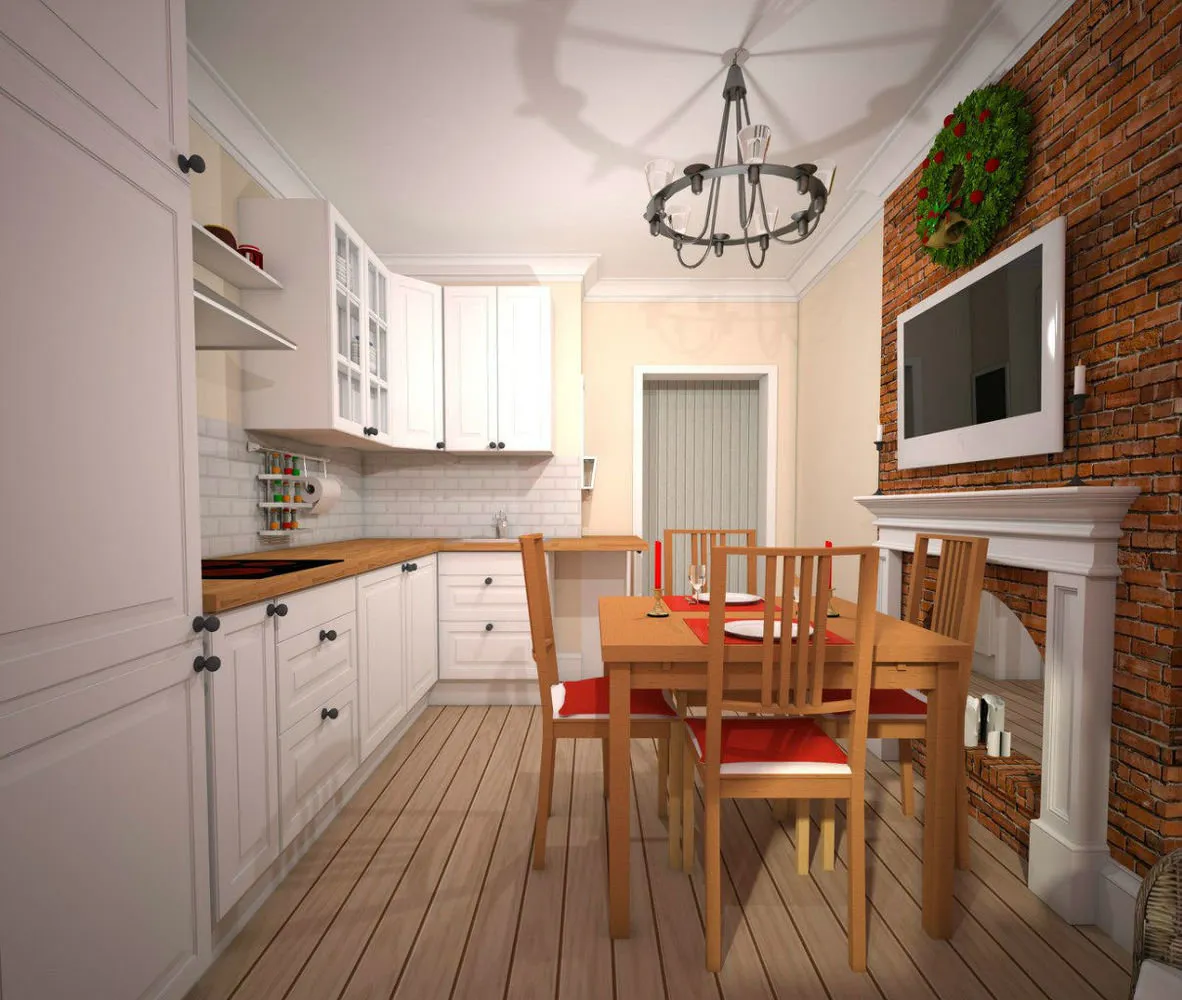 照片:现代风格,厨房和餐厅,斯堪的纳维亚,公寓,白色,每周项目,红色,米色,宜家,莫斯科郊外,科拉马马扎里,蒂库里拉,快步,泽列诺格勒,阿纳斯塔西娅·梅季亚科娃,带假壁炉的厨房设计,斯堪的纳维亚厨房设计,窄厨房平面图,窄厨房设计——我们网站上的照片