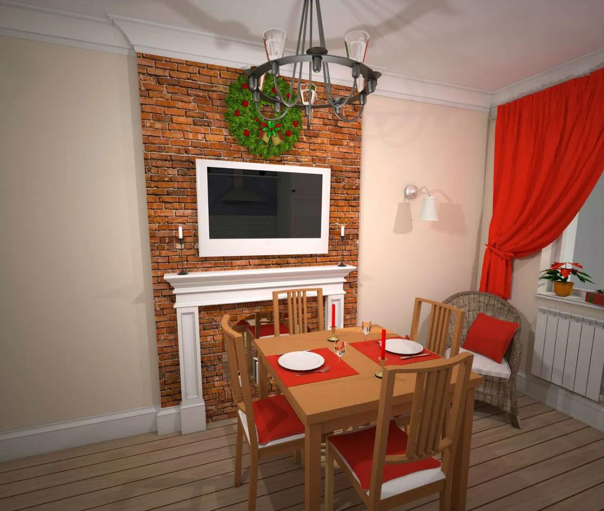 照片：现代风格厨房和餐厅，斯堪的纳维亚，公寓，白色，每周项目，红色，米色，宜家，莫斯科郊外，科拉马马扎里，蒂库里拉，快步，泽列诺格勒，阿纳斯塔西娅·梅季亚科娃，带假壁炉的厨房设计，斯堪的纳维亚厨房设计，窄厨房平面图，窄厨房设计——我们网站上的照片