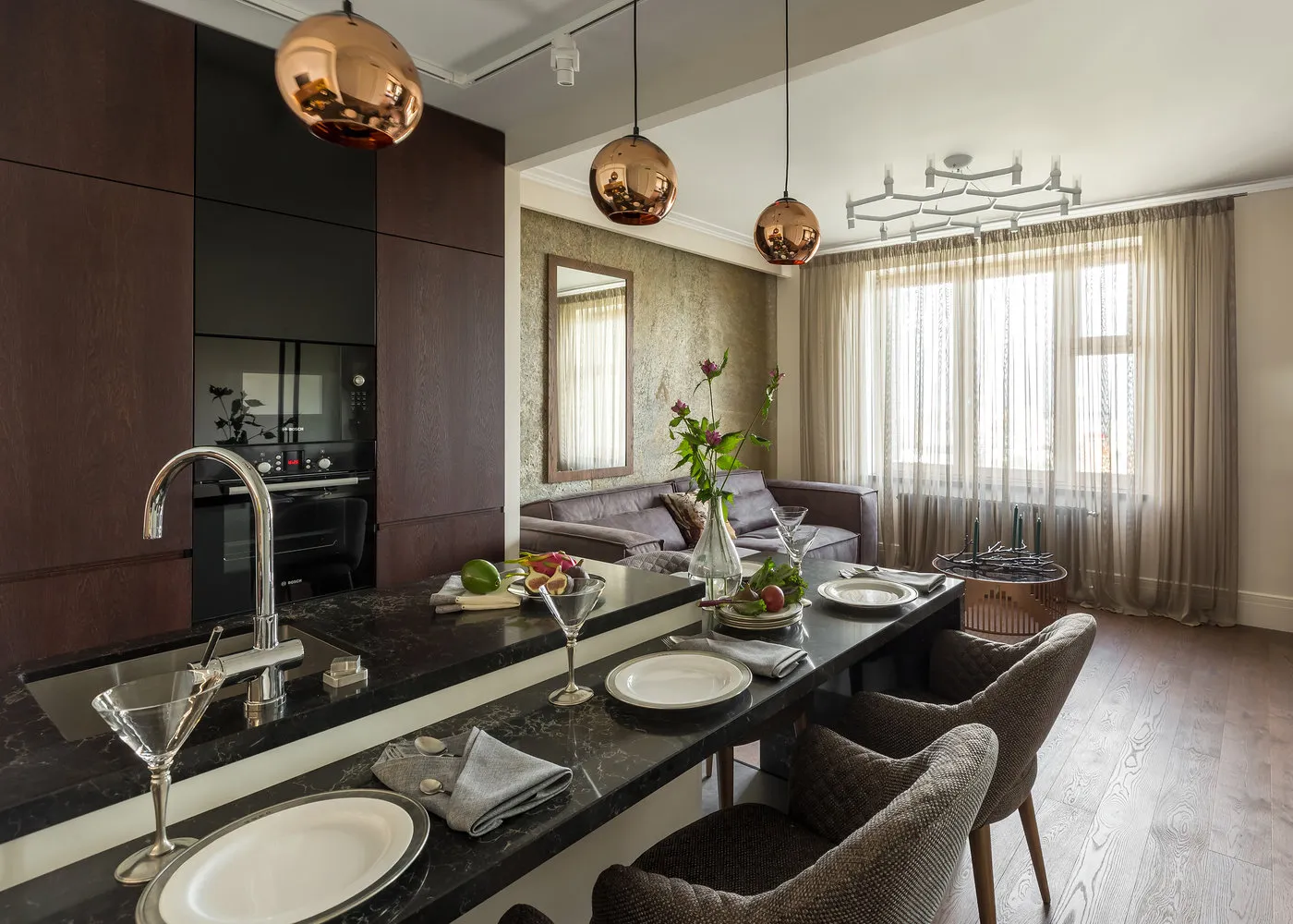 Zdjęcie: Kuchnia i jadalnia w stylu Nowoczesny, Mieszkanie, Projekt tygodnia, Moskwa, Dom monolitowy, 3 pokoje, 60-90 m², Tatiana Brimmer, ЖK Wellton Park – zdjęcie na naszej stronie