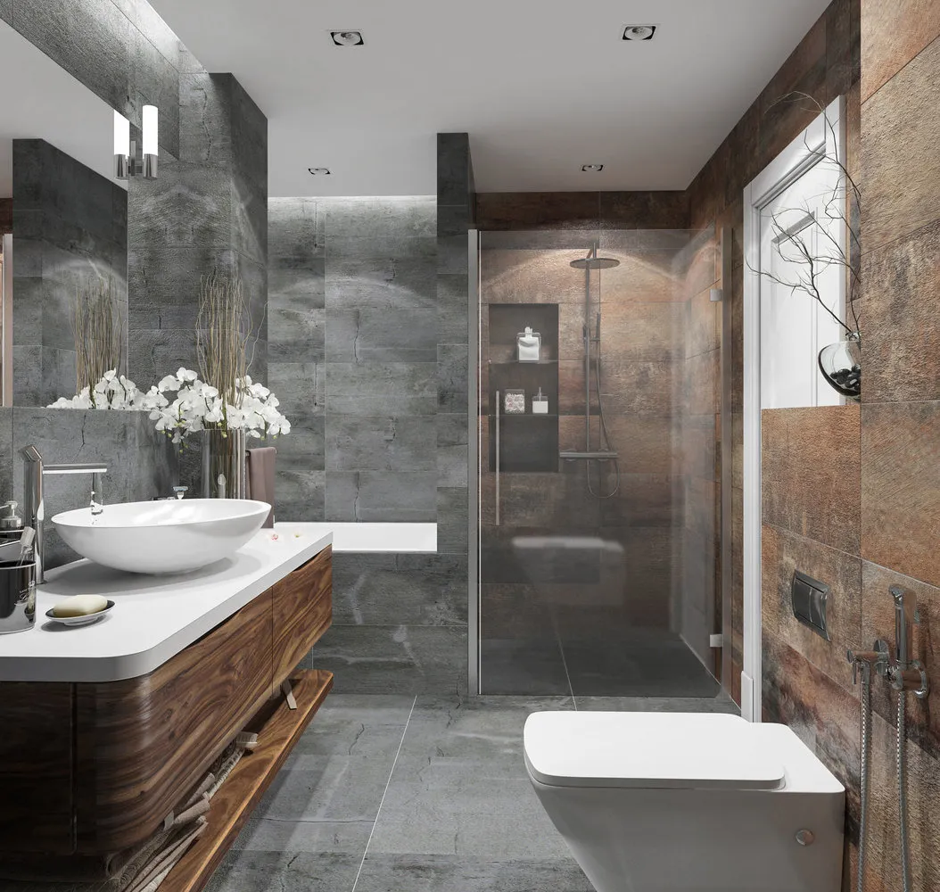 Фотография: Ванная в стиле Современный, Квартира, Проект недели, новостройка, Ростов-на-Дону, OM Design, Маргарита Репина, Монолитный дом, 2 комнаты, 60-90 метров – фото на нашем сайте