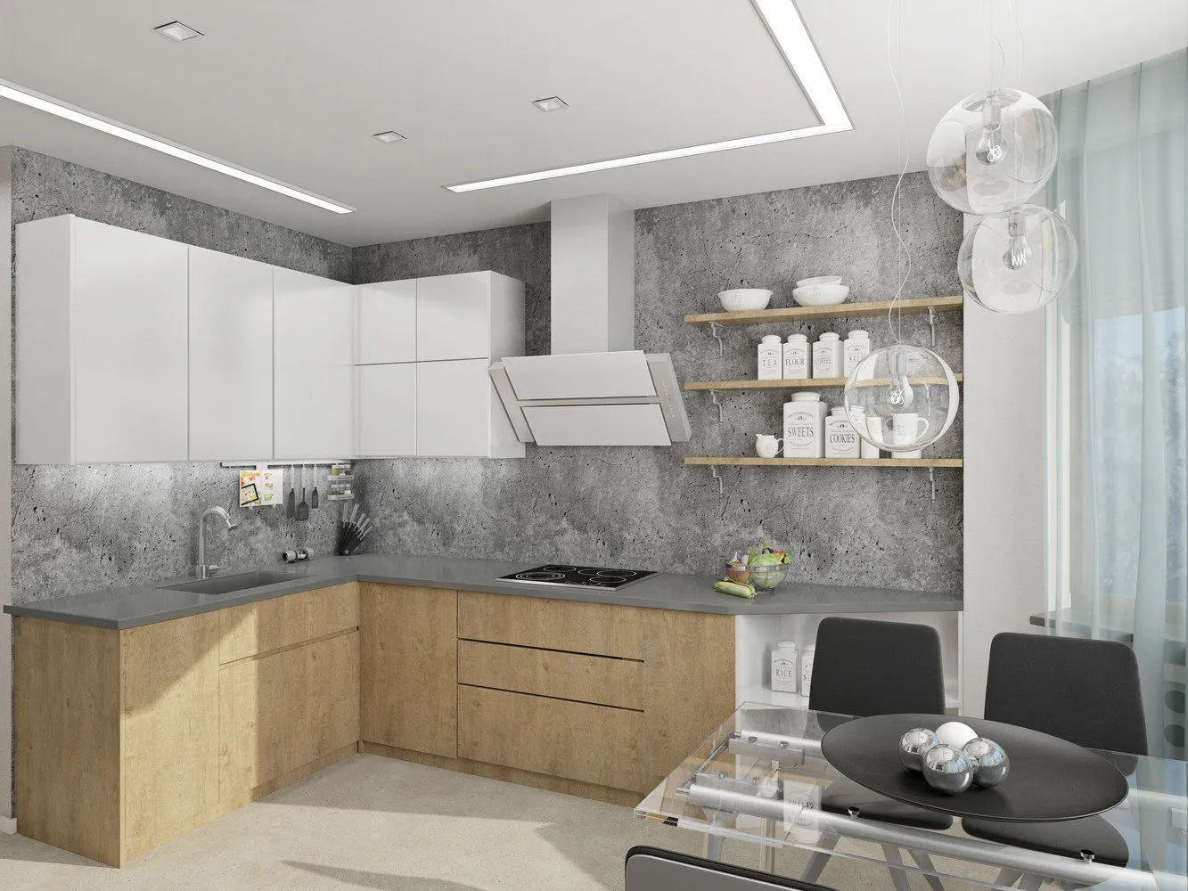 照片：洛可可风格厨房和餐厅，现代，公寓，每周项目，莫斯科，Eugenia Ermolaeva，EEDS，新建筑，整体房屋，2室，60-90平方米 – 我们网站上的照片