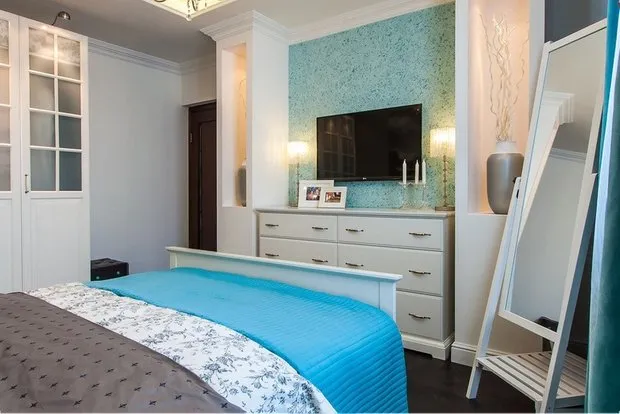 Foto: Dormitorio en estilo Moderno, Reparación práctica, Pintura mural líquida – foto en nuestro sitio web