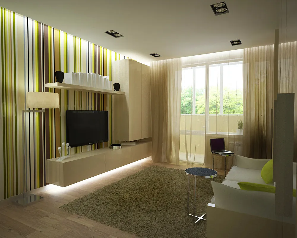 照片:现代风格客厅,小公寓,公寓,房屋和公寓,每周项目,莫斯科——我们网站上的照片