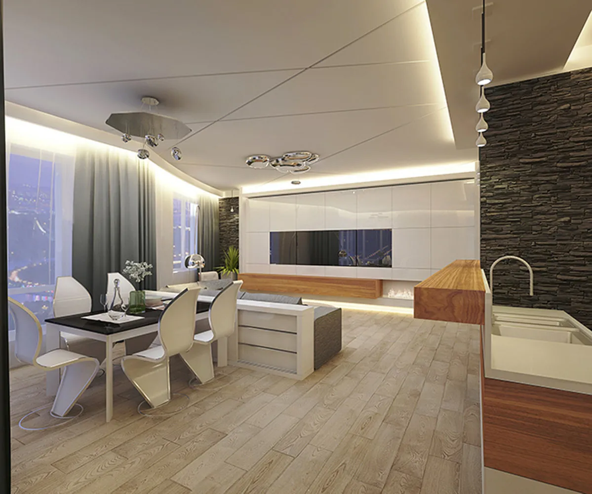 照片:现代风格公寓,白色,极简主义,每周项目,莫斯科,米色,灰色,Alexander Marchenkov,Sketch2life,新建建筑,整体建筑,3室,超过90平方米——我们网站上的照片