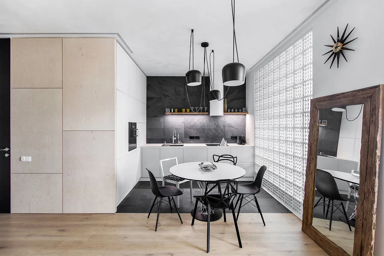 照片：现代风格厨房和餐厅，公寓，每周项目，莫斯科、新楼、整体结构房屋、Megabudka、2室、60-90平方米 – 我们网站上的照片