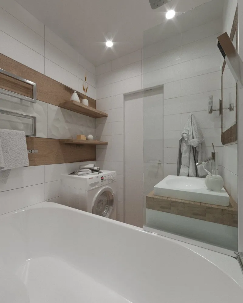 照片：现代风格浴室，公寓，每周项目，生态，克拉斯诺戈尔斯克，板楼，2室，60-90平方米，塔季扬娜·克里金娜，KPD-4570 – 我们网站上的照片