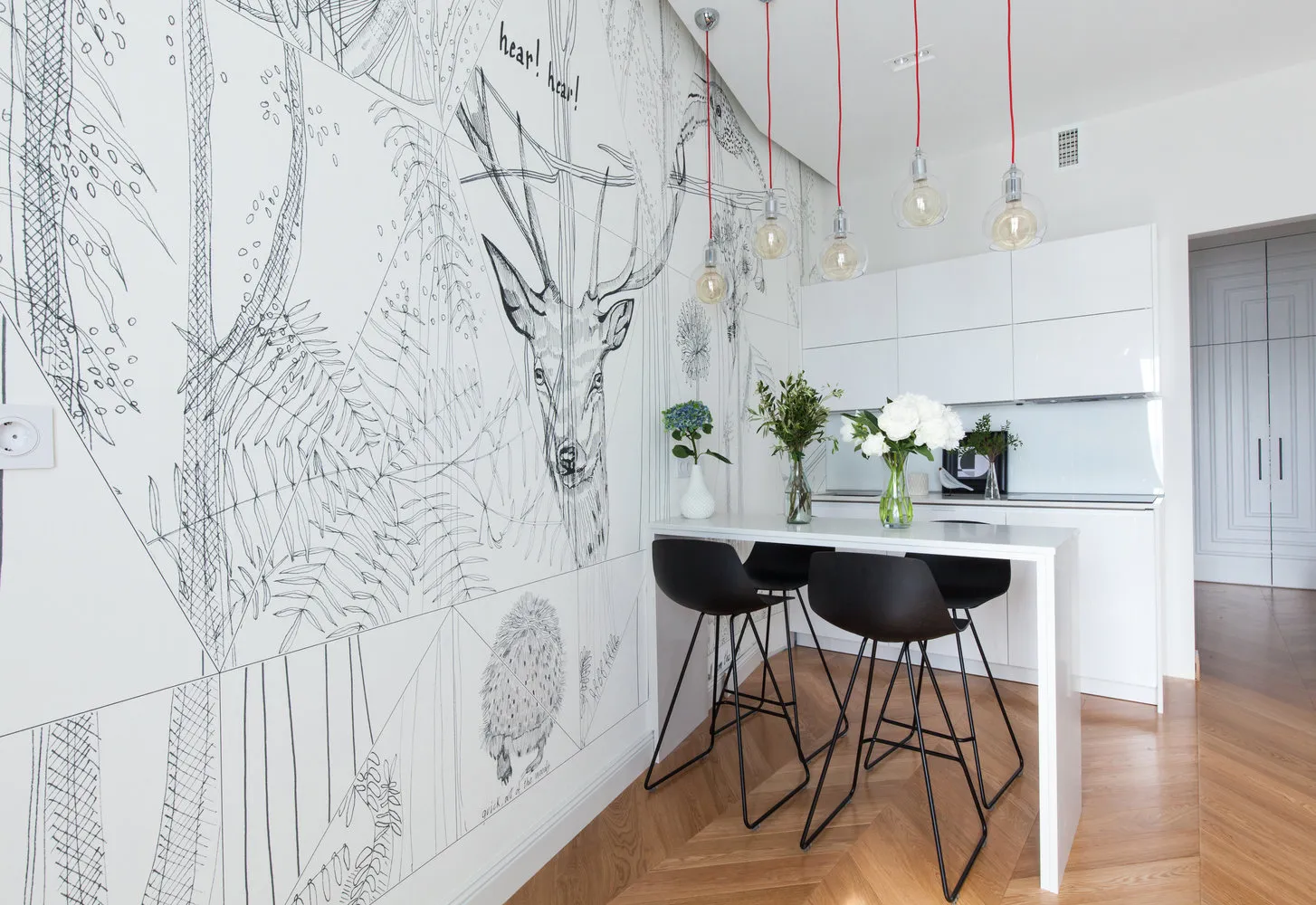 照片：现代风格厨房和餐厅，东方，公寓，每周项目，圣彼得堡，整体砖墙，住宅区‘查帕耶夫’ – 我们网站上的照片