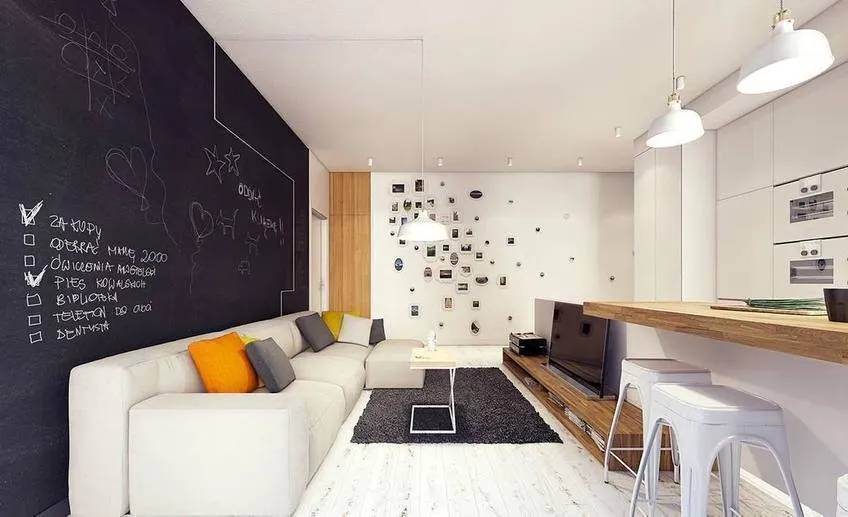 照片:斯堪的纳维亚风格客厅、技巧、百科全书_安装 – 我们网站上的照片