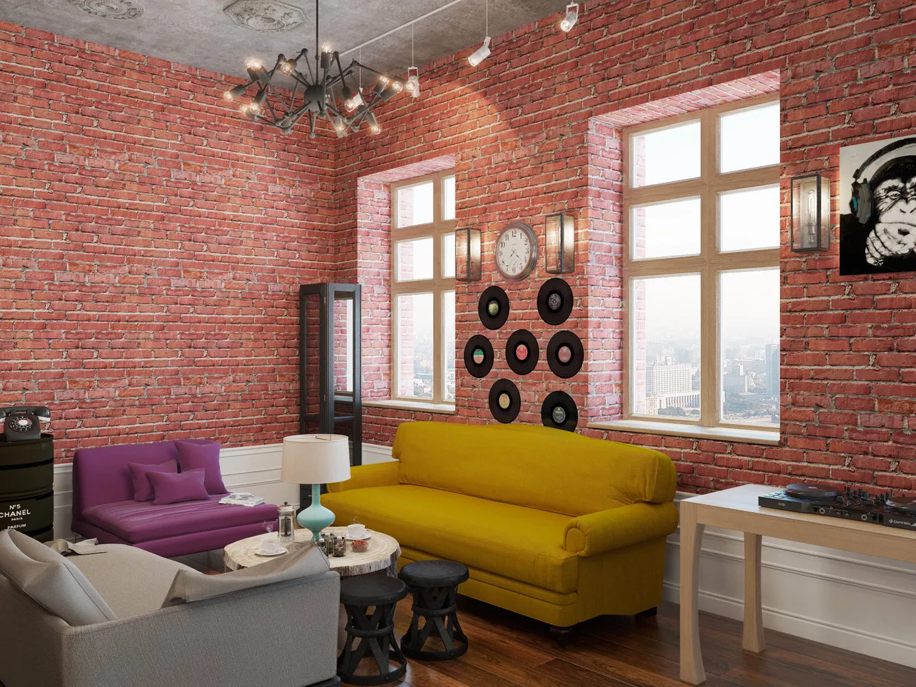 Фотография: Гостиная в стиле Лофт, Квартира, Проект недели, Москва, Дарья Ухлинова, Кирпичный дом, 1 комната, 40-60 метров, ЖК Depre Loft – фото на нашем сайте