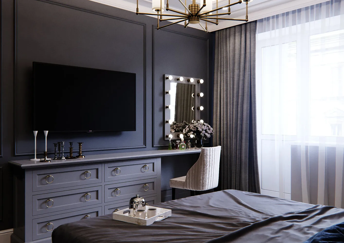 Фотография: Спальня в стиле Современный, Эклектика, Квартира, Проект недели, Московская область, 2 комнаты, 60-90 метров, Монолитно-кирпичный, Павел Науменко – фото на нашем сайте