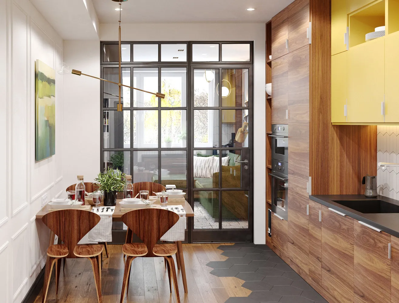 照片:生态风格厨房和餐厅,实践维修,地板覆盖材料,复合地板,PVC瓷砖 – 我们网站上的照片