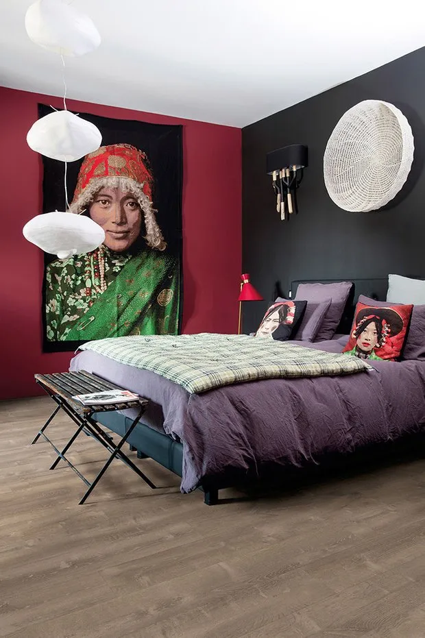 照片:东方风格卧室,技巧、实践维修、地板覆盖物、地板饰面、Quick Step、PVC砖——我们网站上的照片