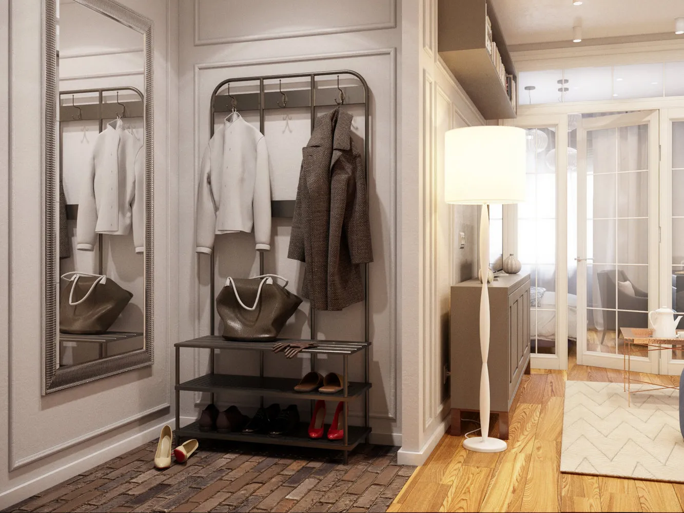 Photo: Hallway in Style Modern, Classical, Apartment, Weekly Project, Monolithic House, 1 Room, 40-60 Square Meters, Ekaterina Salamandra, Bureau 'Common Area', Project 'Peredelkino Blizhnee' – Photo on Our Site