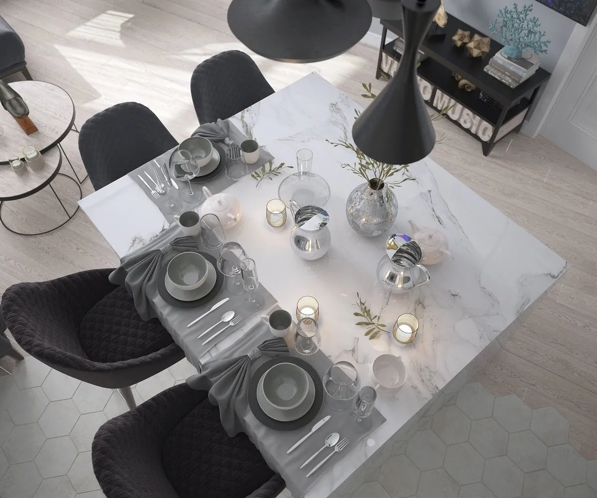 照片：现代风格厨房与餐厅，公寓，每周项目，莫斯科，单体房，3室，60-90平方米，ЖК «Nevsky»，Inna Azorskaya – 网站上的照片