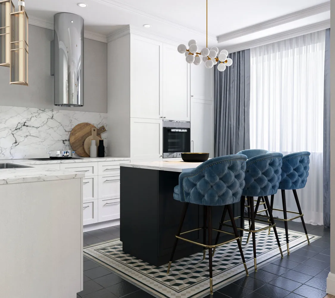 照片：现代风格厨房与餐厅，公寓，每周项目，莫斯科地区，Olga Rozina，2室，60-90平方米，单体砖 – 网站上的照片