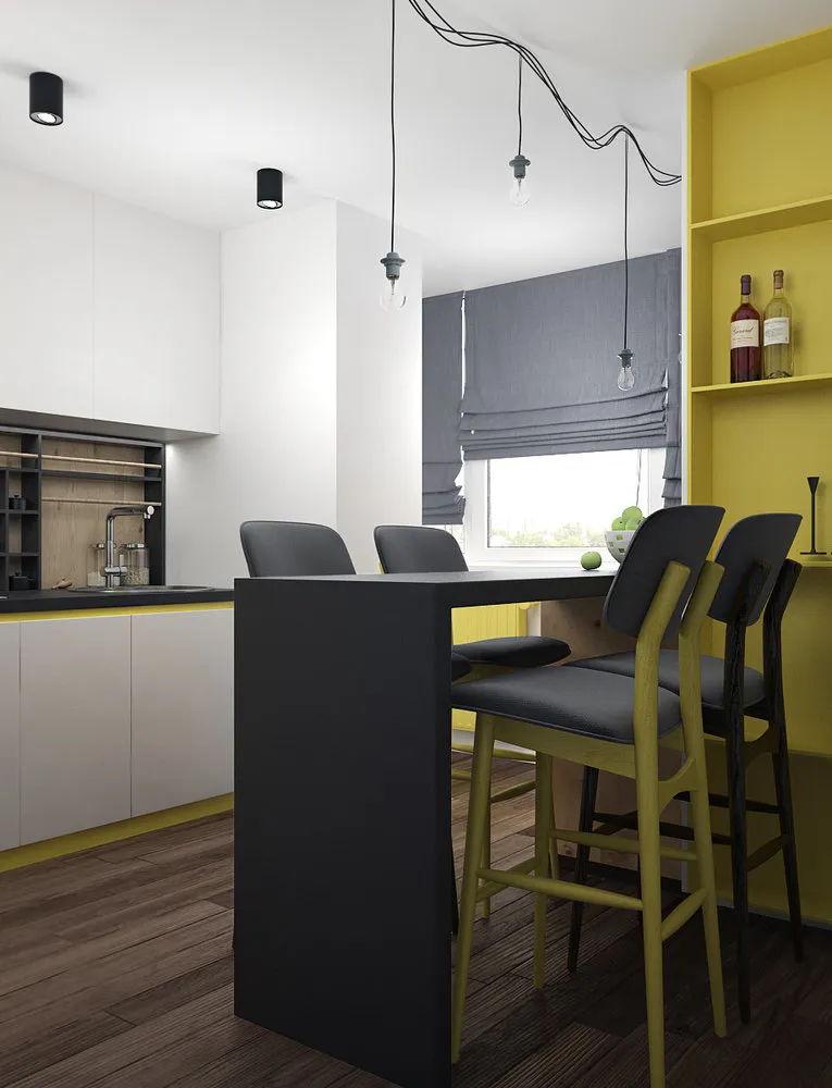 照片：极简主义/阁楼风格厨房与餐厅，公寓，克里米亚，每周项目，整体房屋，2室，60-90平方米，辛菲罗波尔，叶连娜·波诺玛连科，维塔集团——我们网站上的照片