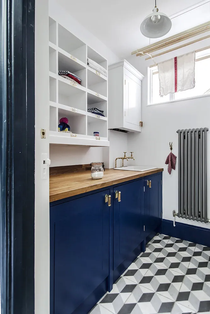 Photo: in the style of, Kitchen and dining room, Interior decor, Home, White, Red, Blue, Brown, blue kitchen – photo on our website