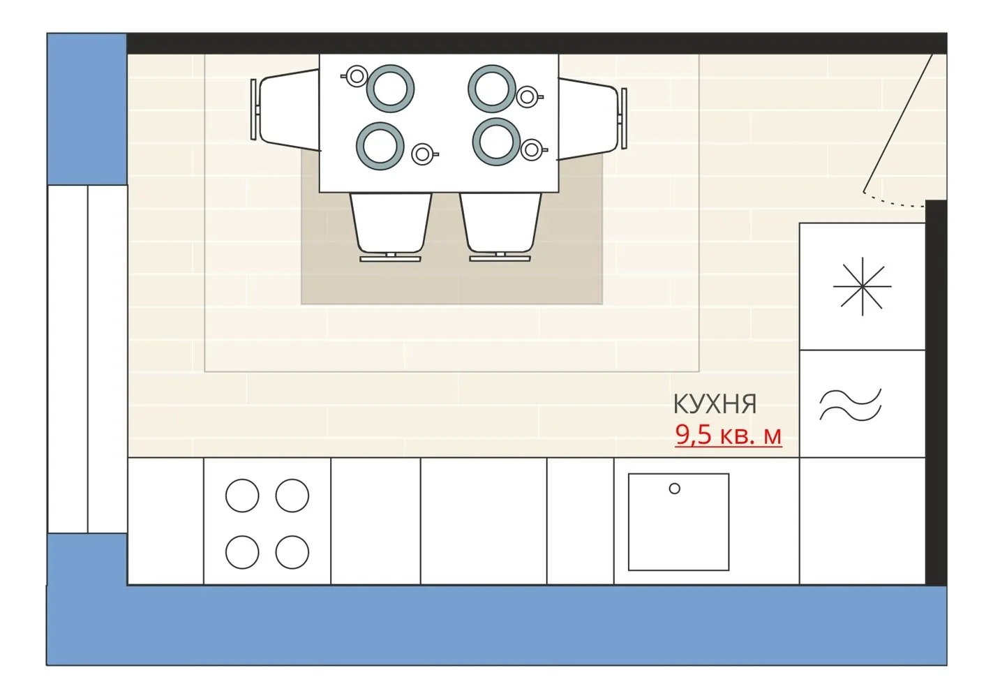 照片:风格布局,厨房与餐厅,公寓,搬迁,阿纳斯塔西娅·基谢廖娃,马克西姆·卓拉耶夫,板式住宅,1室,不超过40平方米 – 我们网站上的照片
