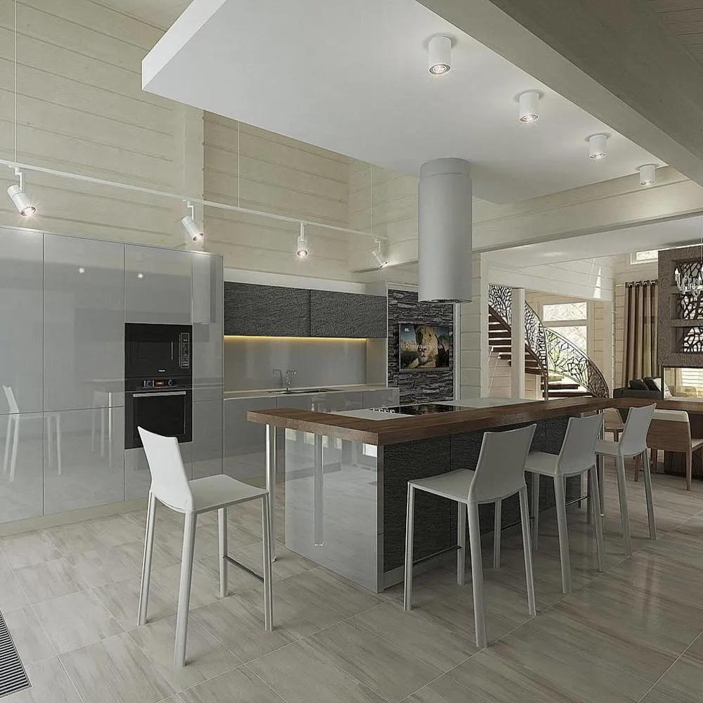 照片：极简风格厨房和餐厅，技巧——我们网站上的照片