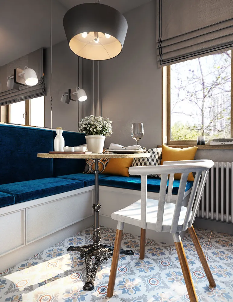 照片:现代风格厨房与餐厅,搬迁,板楼,1室,面积小于40平方米,Maria Lazzich,Flatforfox,设计对决,P-44T,Maryart – 我们网站上的照片