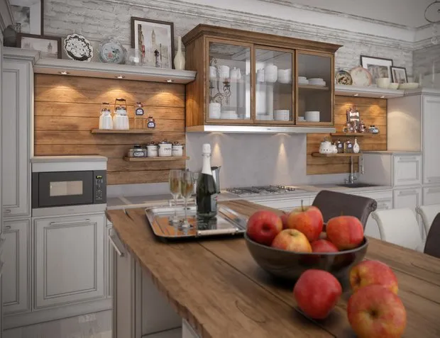 照片：斯堪的纳维亚风格厨房和餐厅、客厅、提示 – 我们网站上的照片