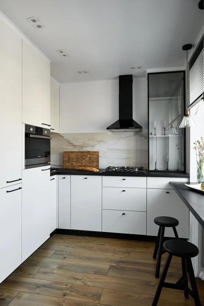 Foto: estilo , Cocina y comedor, Interiores de habitaciones, Estilo interno, Diseño de interiores, Consejos, diseño de cocina pequeña, ideas para cocina pequeña, cocina pequeña, cómo decorar el interior de la cocina, interiores de cocina, organización del sistema de almacenamiento en la cocina, diseño de cocina, ergonomía de cocina, ergonomía de cocina pequeña, cocina cómoda, almacenamiento adecuado en la cocina – foto en nuestro sitio web