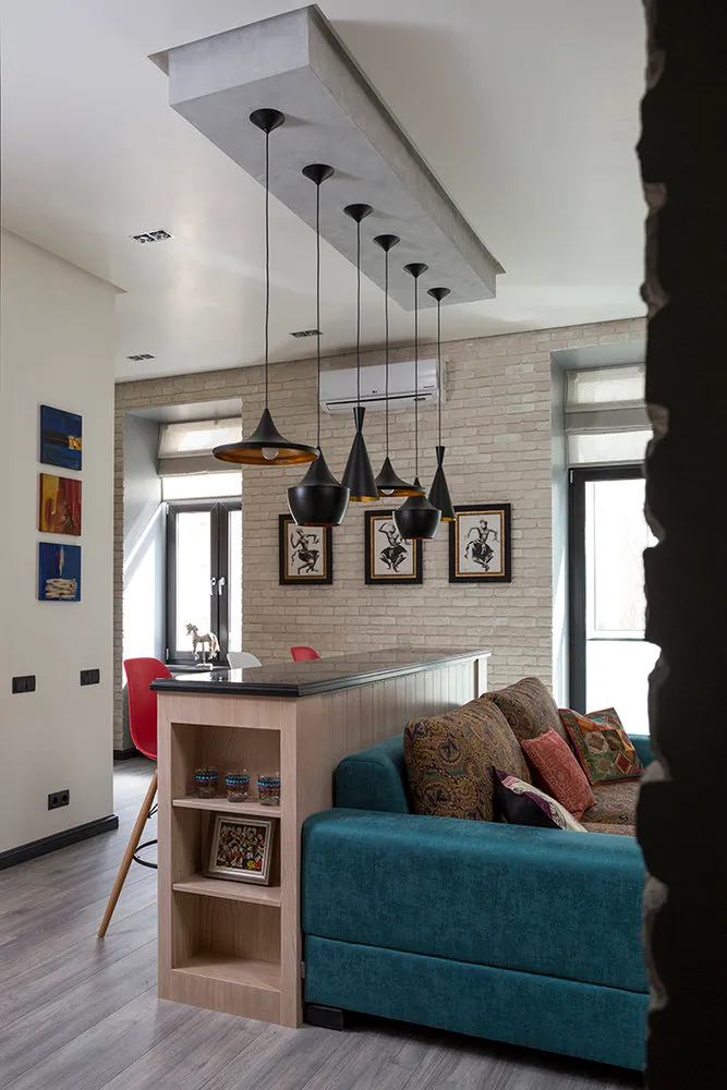 Zdjęcie: Kuchnia i stolowana w stylu Nowoczesny, Eklektyczny, Mieszkanie, Studio, Projekt dnia, Moskwa, Daria Nazarenko, Eugeniusz Kulibabba, Stalinca, 40-60 metrów – zdjęcie na naszej stronie