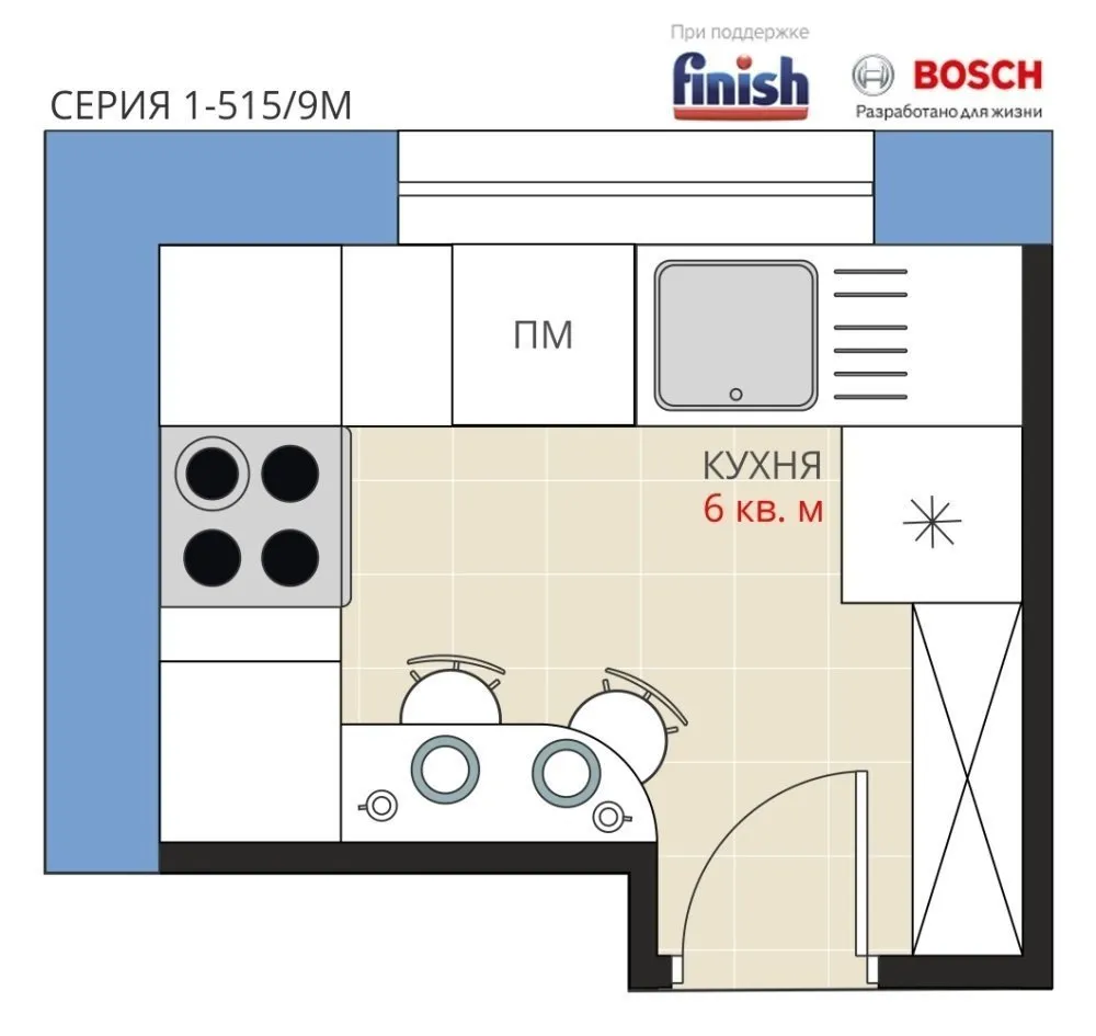 查看板式房屋厨房的三种布局方案