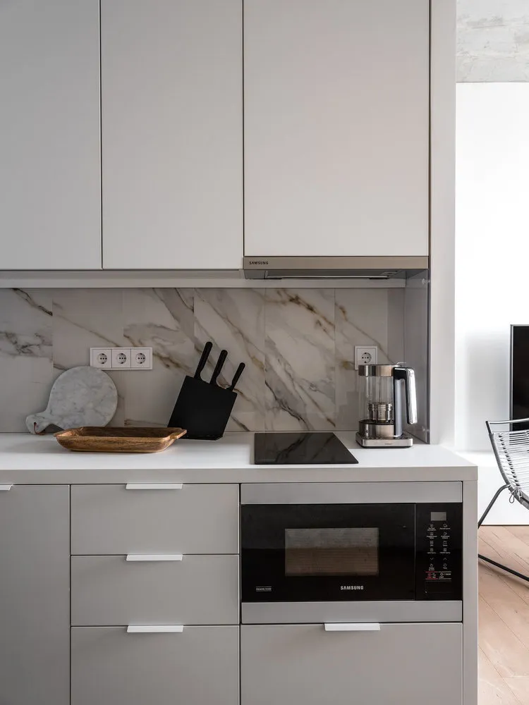 Foto: Cocina y comedor en estilo Moderno, Loft, Apartamento, Estudio, Proyecto de la Semana, Moscú, Geometrium, menos de 40 metros cuadrados – fotos en nuestro sitio web