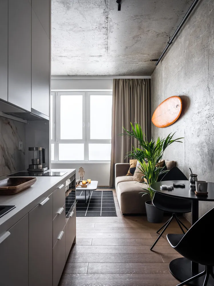 Foto: Cocina y comedor en estilo Loft, Moderno, Apartamento, Estudio, Proyecto de la Semana, Moscú, Geometrium, menos de 40 metros cuadrados – fotos en nuestro sitio web