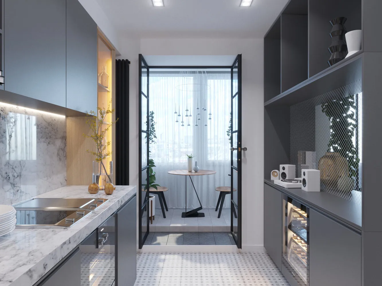 照片:现代风格厨房与餐厅,小公寓,技巧 – 我们网站上的照片