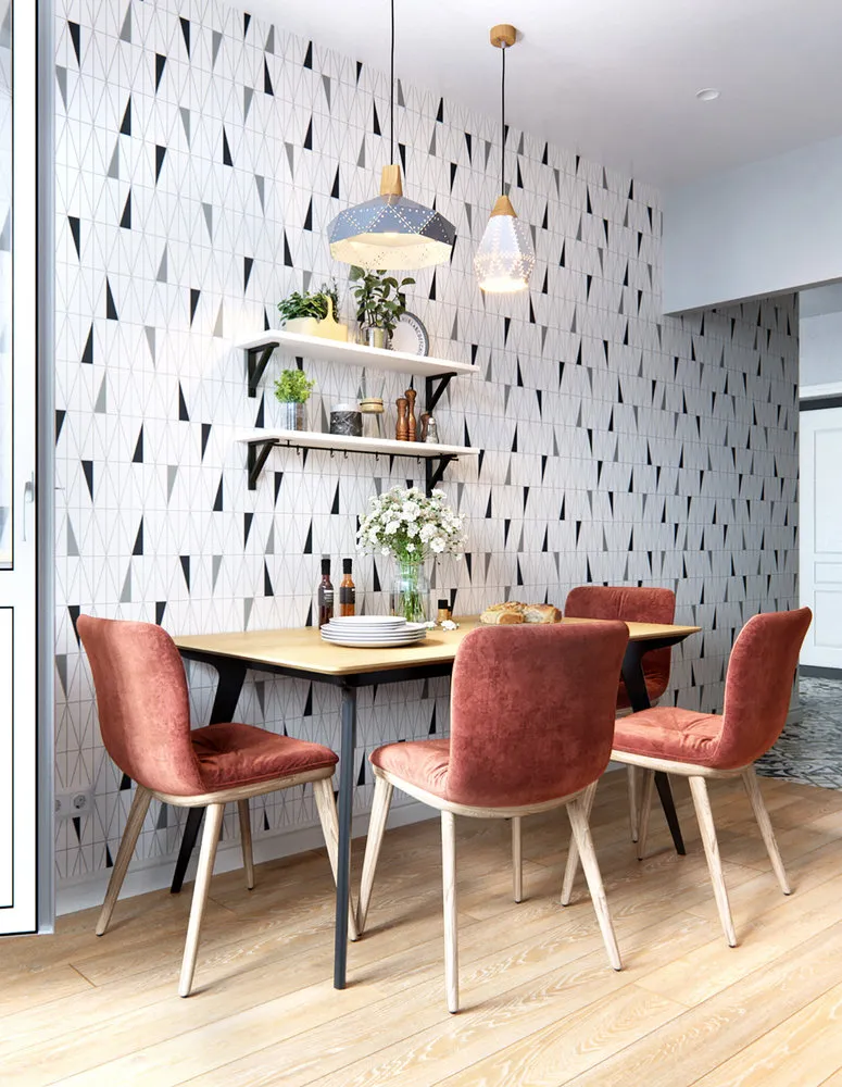 照片:北欧风格厨房和餐厅,公寓,周刊项目,圣彼得堡,地板覆盖物,板楼,2室,60-90平方米,奥列格·明茨,JV 'Toyve' – 网站上的照片