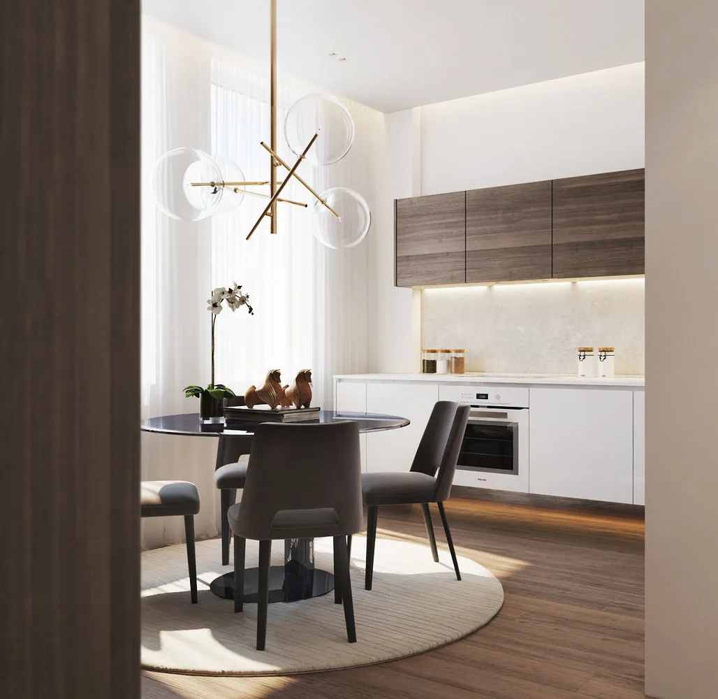 照片：现代风格厨房和餐厅，公寓，工作室，极简主义，周刊项目，莫斯科，单体建筑，40-60平方米，JV 'Mosfil'movsky'，阿特姆·巴亚尼察 – 网站上的照片