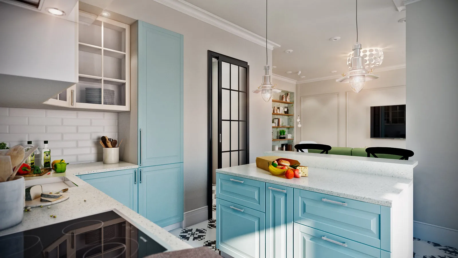 照片:现代风格厨房和餐厅,公寓,周刊项目,莫斯科,Co:Interior,单体建筑,2室,60-90平方米,JV 'Mosfil'movsky' – 网站上的照片