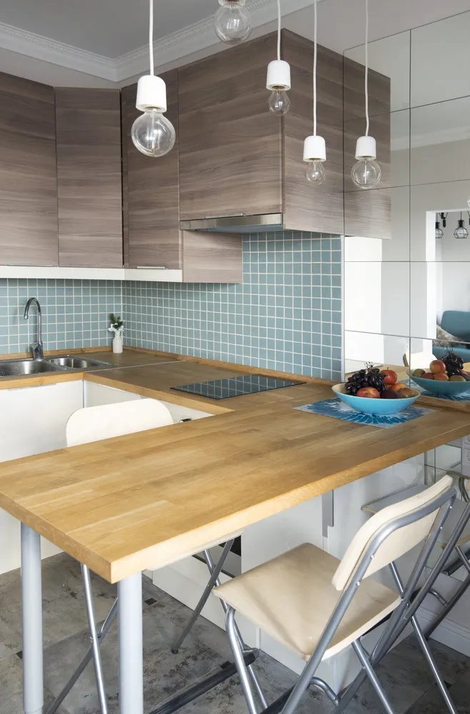 照片:北欧风格厨房和餐厅,公寓,周刊项目,宜家,郊区,莫斯科地区,2室,40-60平方米,单体砖,安娜·莫罗佐娃,JV 'European' – 网站上的照片