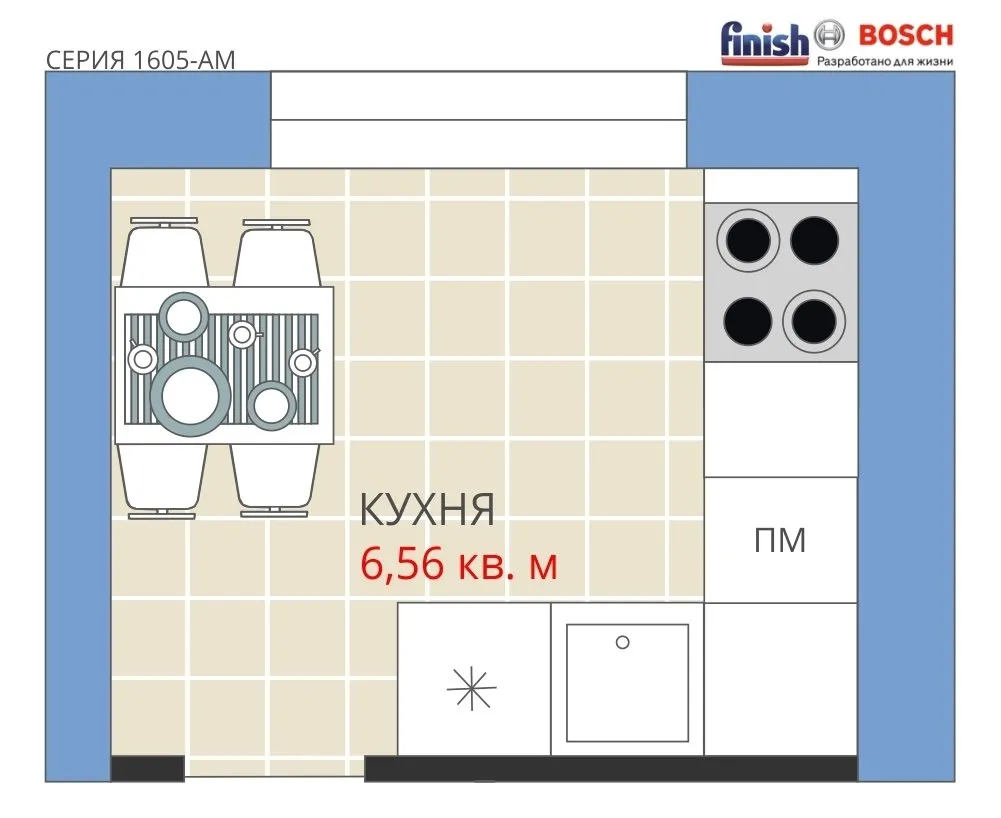 照片：风格，厨房与餐厅，装修，阿纳斯塔西娅·基谢列娃，马克西姆·朱拉耶夫，板楼，1605 – 我们网站上的照片