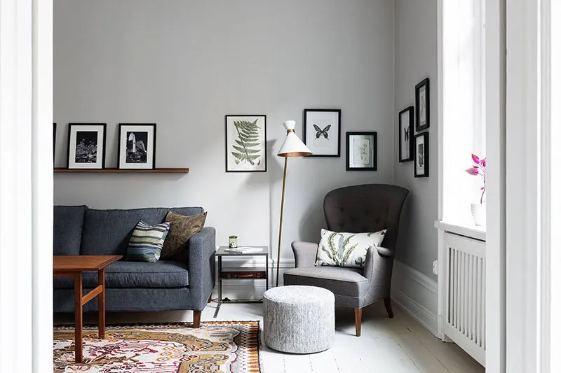 图片:北欧、装饰艺术风格客厅,室内装饰,公寓,瑞典,米色,斯德哥尔摩,带吧台的厨房客厅,如何以现代风格装饰厨房,4间或更多,面积超过90平方米 – 网站上的照片