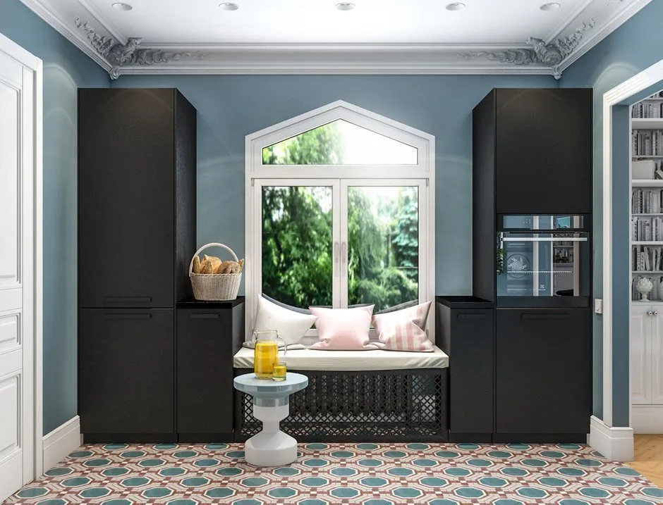 照片：现代厨房和餐厅，室内装饰，小公寓，指南，不超过40平方米 – 网站上的照片