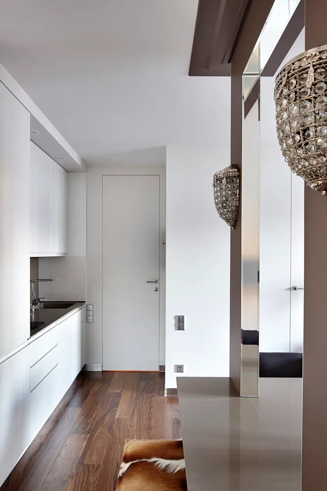 Photo: Kitchen and dining room in Modern style, Minimalism, Apartment, Weekly Project, Moscow, Brick House, 1 Room, 40-60 Square Meters, Studio TS Design – photo on our website