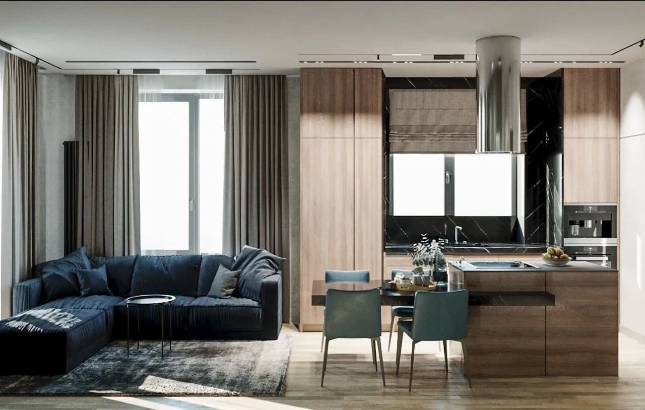 Приклад багатофункціональної Кухні і застосування фасадних торцевих панелей у проекті Андрія Бубнова