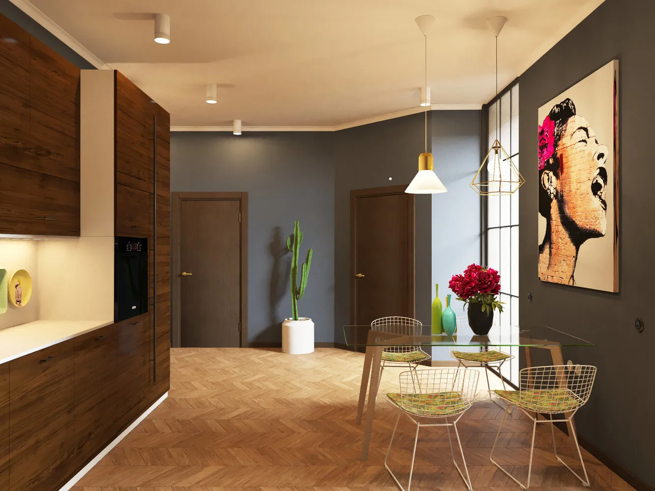 照片：现代风格厨房与餐厅，建议，改造，改造特点，如何获得改造批准，FlatsDesign，走廊厨房，OM Design，Quadro room，Sofya Petrukhina，Maria CherkaSOva，Ioleta Fedotova，Nota Bene，Ricco Interno，Julia Arslanova – 我们网站上的照片