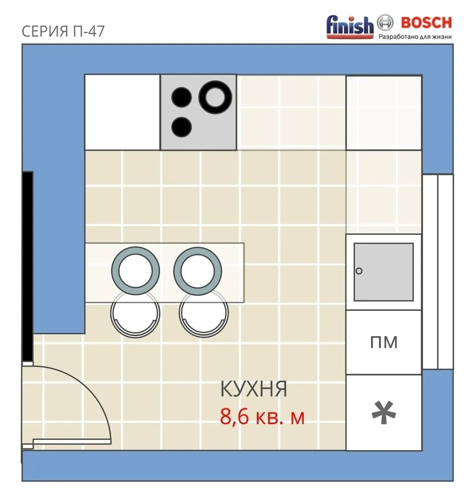 Photo: in style , Kitchen and dining room, Relocation, Anastasia Kiselyova, Maxim Dzhurayev, Panel house, Finish, p-47 – photo on our website