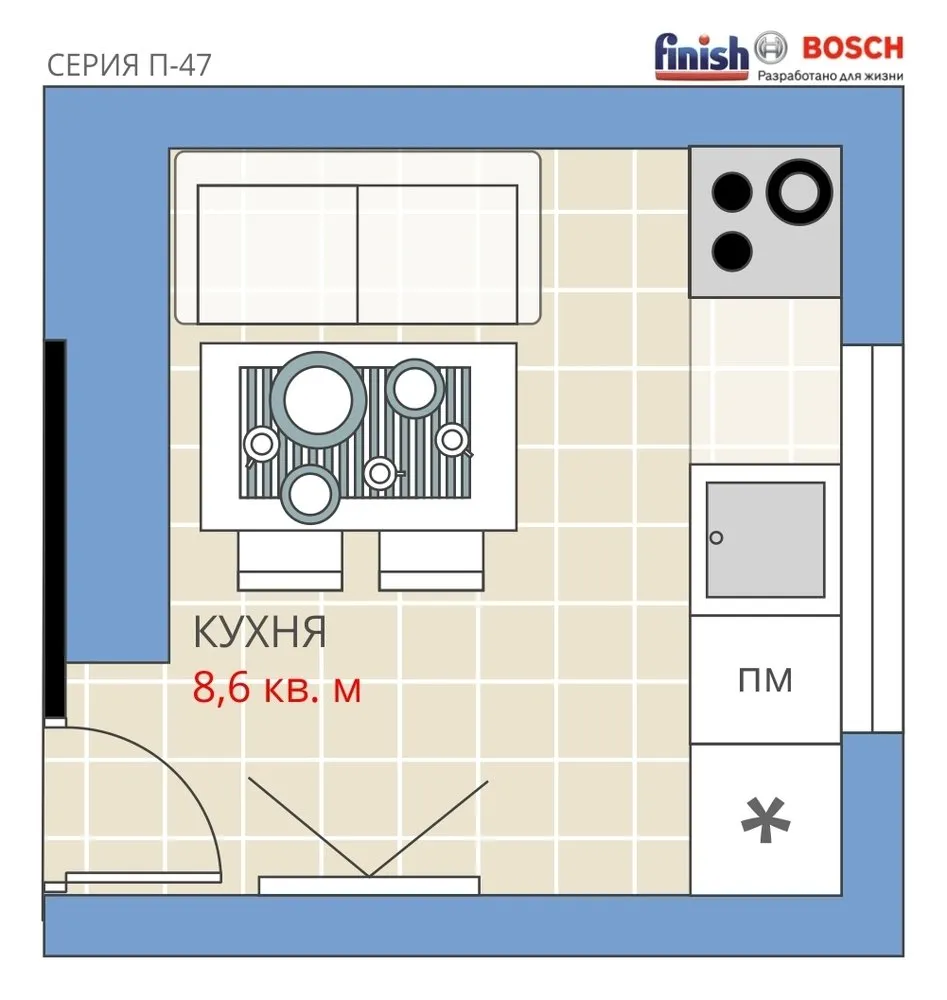 Photo: in style , Kitchen and dining room, Relocation, Anastasia Kiselyova, Maxim Dzhurayev, Panel house, Finish, p-47 – photo on our website