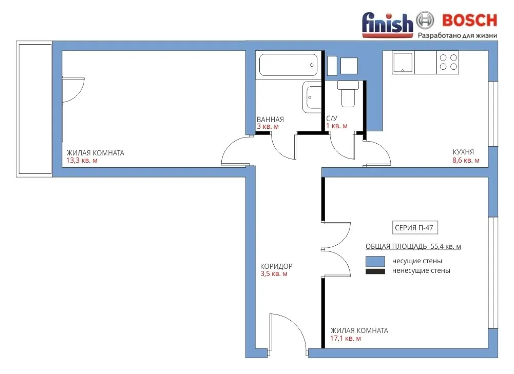 Photo: in style , Kitchen and dining room, Relocation, Anastasia Kiselyova, Maxim Dzhurayev, Panel house, Finish, p-47 – photo on our website