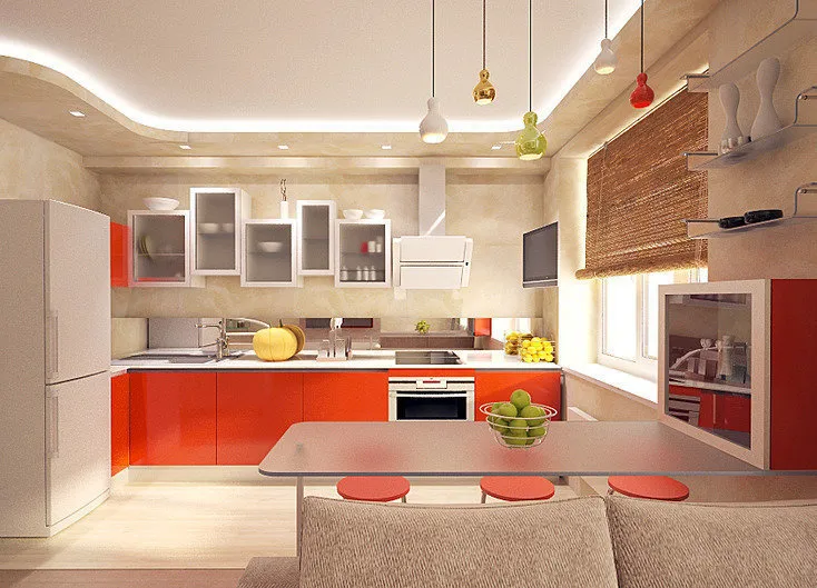 照片：现代风格厨房和餐厅，技巧 - 我们网站上的照片