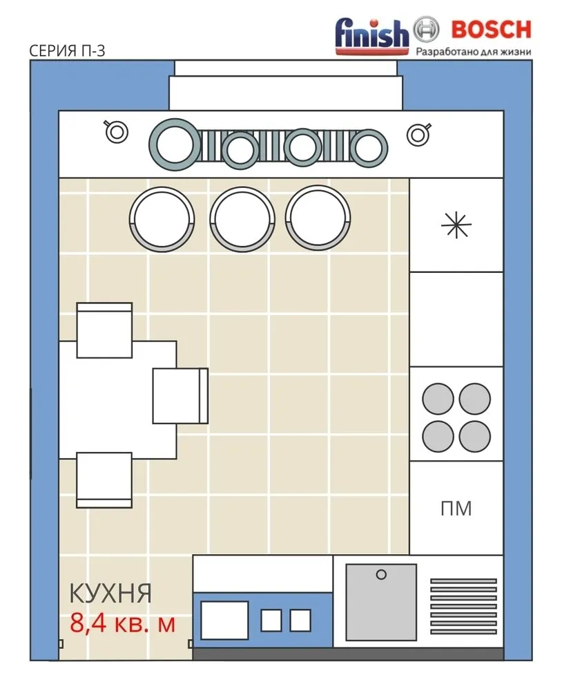 照片：风格、厨房与餐厅、装修、阿纳斯塔西娅·基谢列娃、马克西姆·卓拉耶夫、板楼、P-3、完成效果——我们网站上的照片