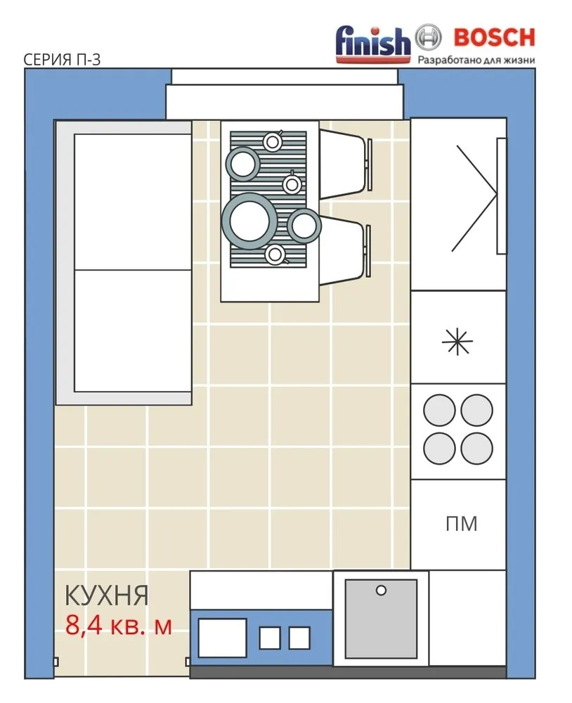 照片：风格、厨房与餐厅、装修、阿纳斯塔西娅·基谢列娃、马克西姆·卓拉耶夫、板楼、P-3、完成效果——我们网站上的照片