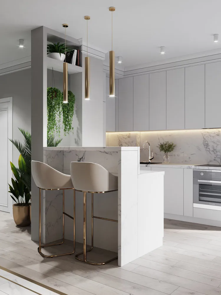 图片：现代风格厨房与餐厅，室内装饰 – 网站上的照片