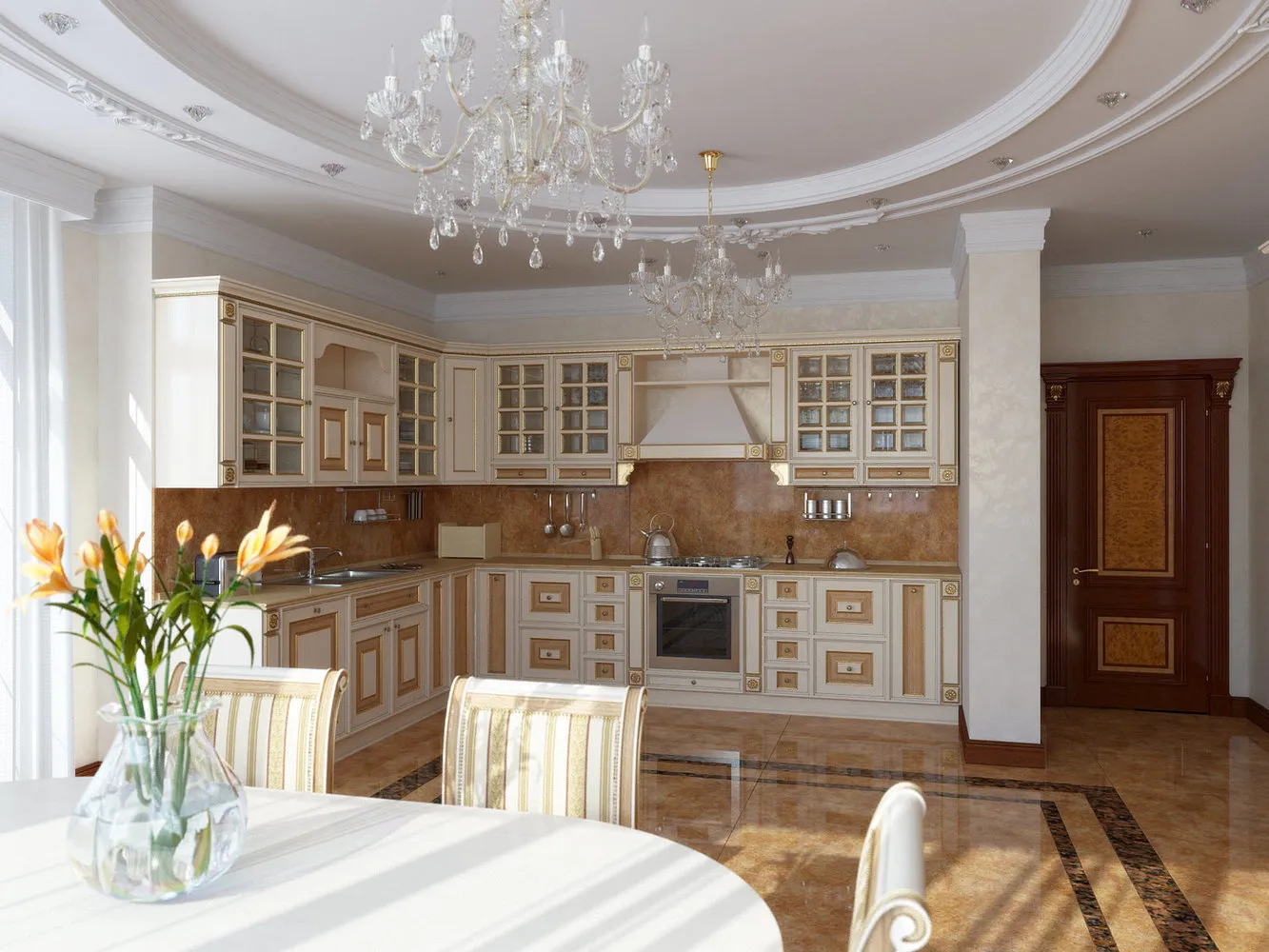 Foto: Cocina y comedor al estilo clásico, Decoración de interiores, Enciclopedia_de_cocina – fotos en nuestro sitio web