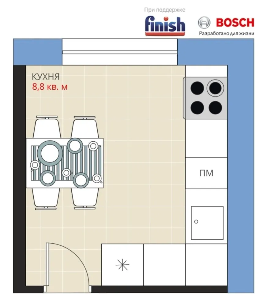 照片：风格布局，厨房和餐厅，重新配置，阿纳斯塔西娅·基谢列娃，马克西姆·杜拉耶夫，板式住宅，SM-6 – 我们网站上的照片
